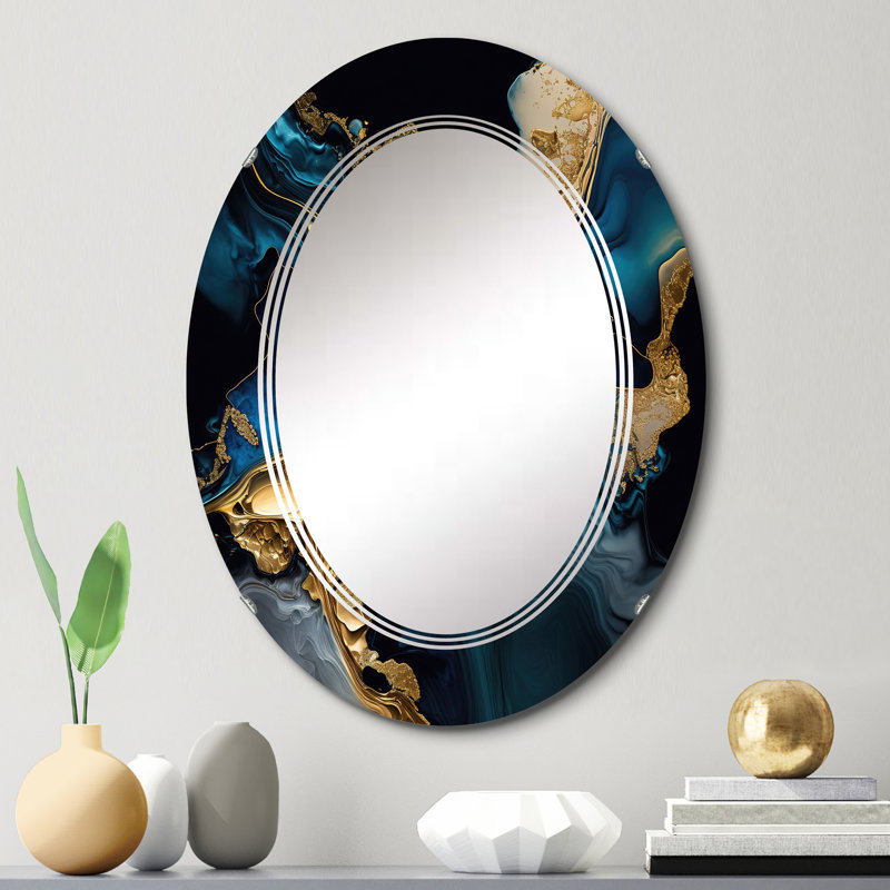 Abstract Geode Marble Blue IV - Abstract Marble Wall Mirror, 30" x 20"