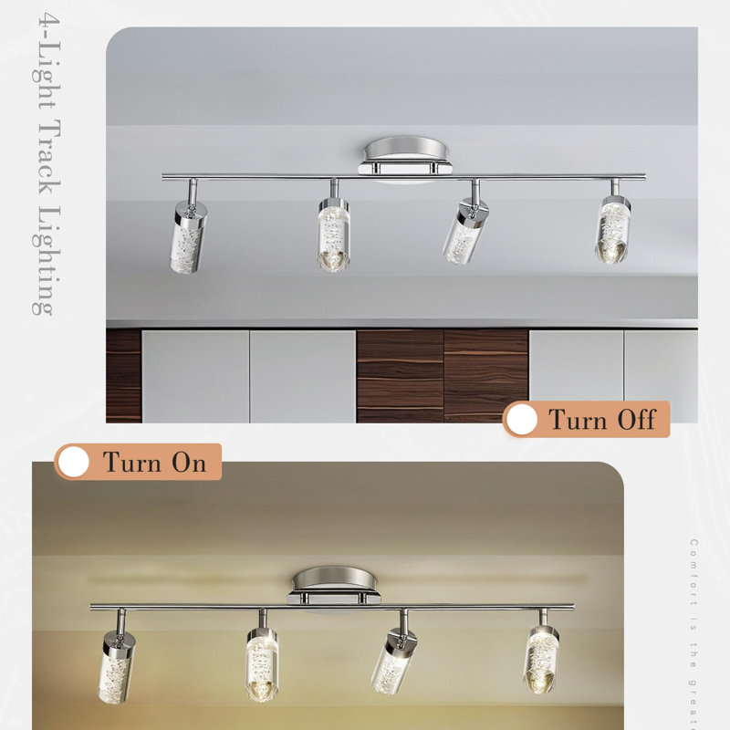 4-Light Track Lighting, Modern LED Track Lights, 30" Complete Track Light