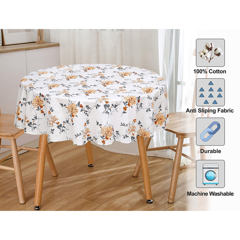 Ruvanti Loveta 70 Inch Round Tablecloth 100% Cotton Dining Table Cloth ...