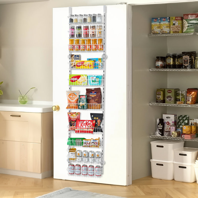 Organisateur de garde-manger à 6 niveaux au-dessus de la porte, support de rangement suspendu blanc, White, 9 niveaux