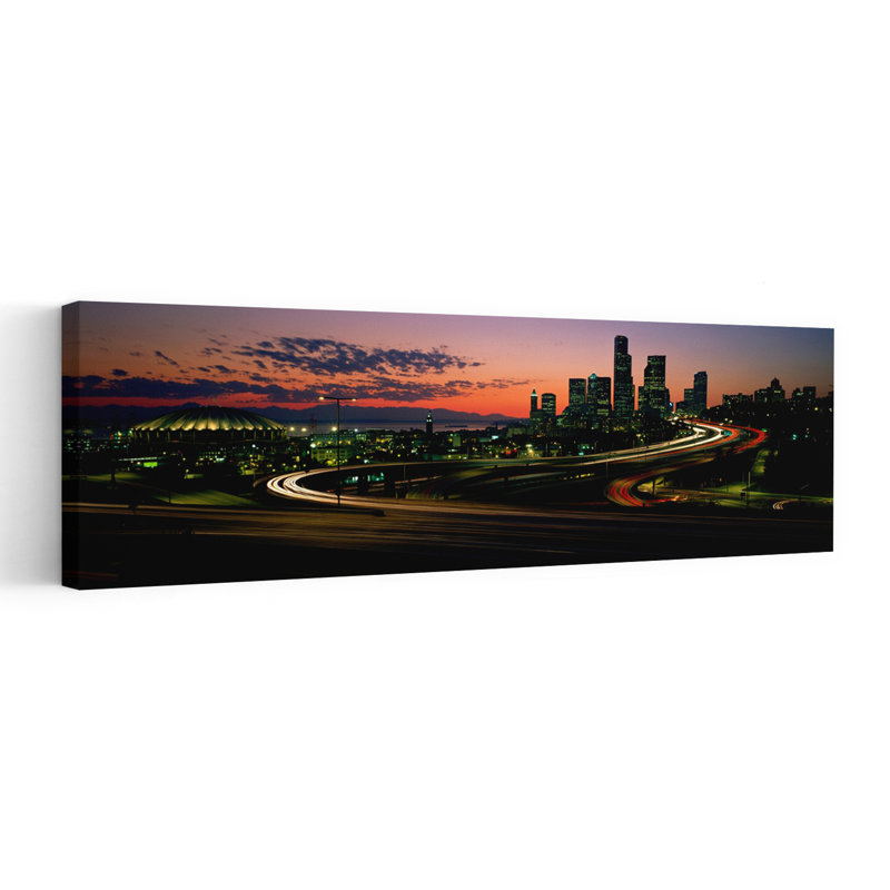 Coucher de soleil Puget Sound & Seattle, H 48 po x l 16 po