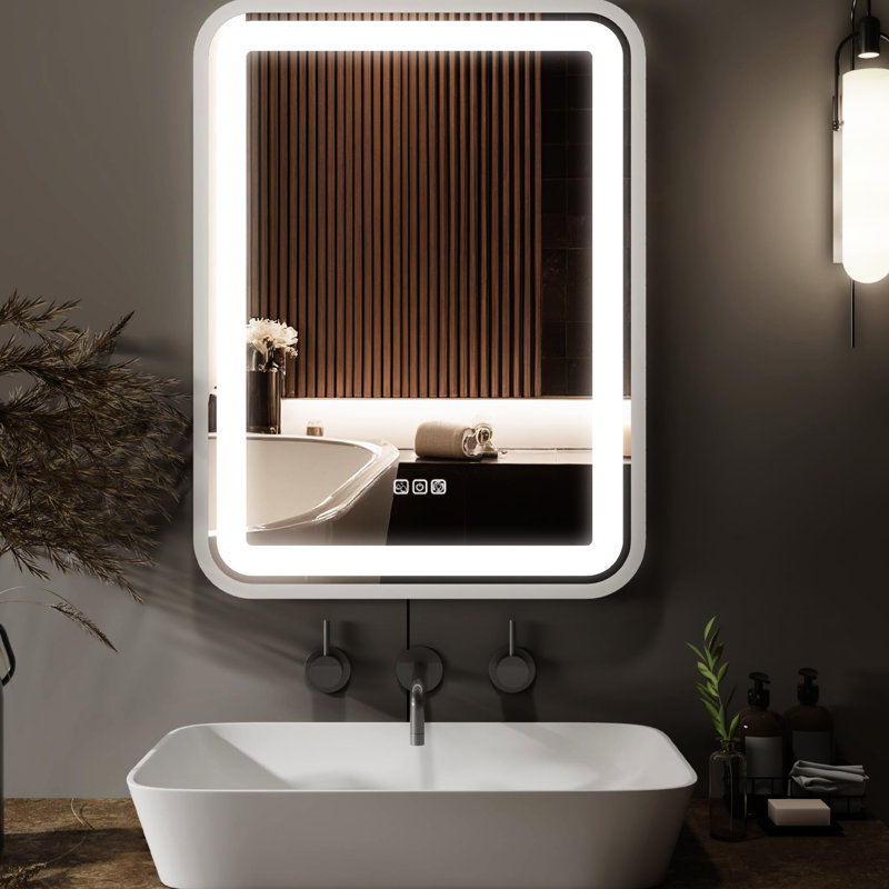 Miroir de salle de bain 32X24 avec pour mur - à intensité variable 3 couleurs