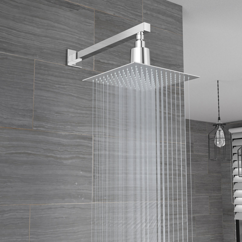Universal 10" Stainless Steels Showering Filter Square High Flow Single-Spray Wall Mount Rain Shower Head 1.8 GPM