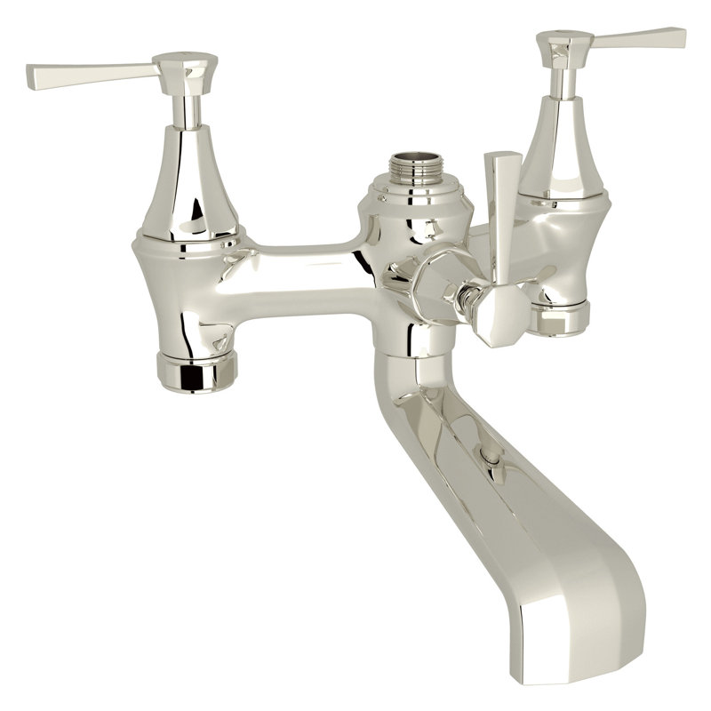 Deco™ Exposed Triple Handle Deck Mounted Clawfoot Tub Faucet, Polished Nickel, Lever Handle