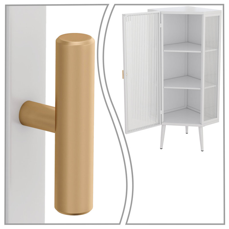 Armoire de rangement moderne en fer avec portes et côtés en verre, Doré