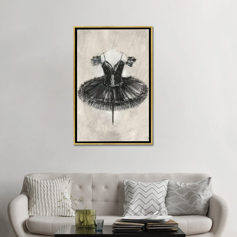 Reproduction d’art « Black ballet dress II » par Ethan Harper, H 48 po x l 32 po x P 1,5 po, Toile encadrée d'or