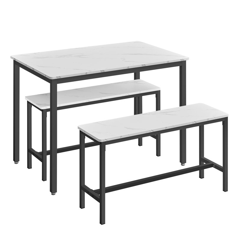 Franko 4 - Person Dining Set, Marble White
