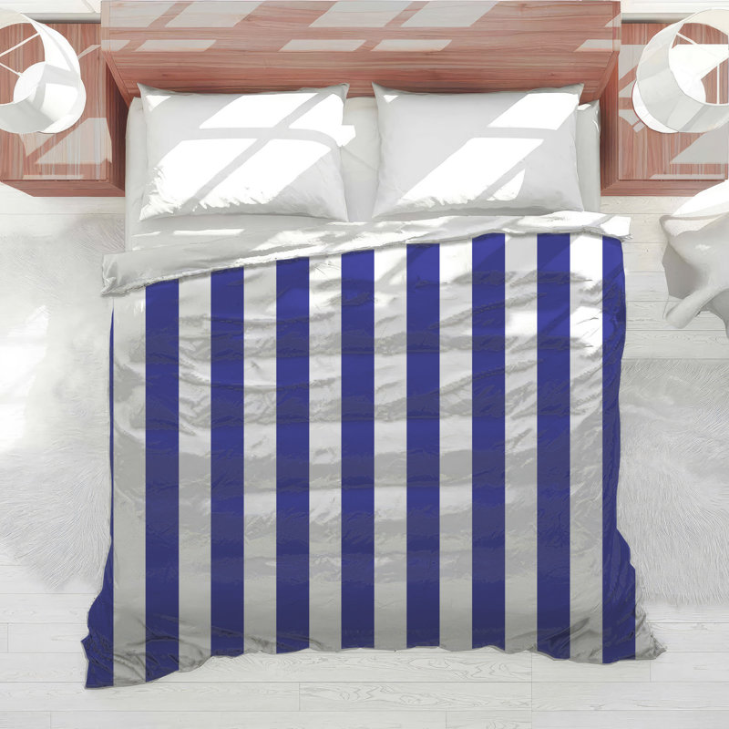 Blue White Stripes Comforter, King