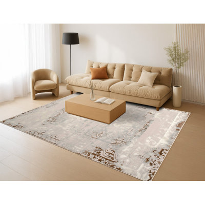  Tapis traditionnel bohème 5 pi x 7 pi | Tapis pour décoration de plancher intérieur | Beige brun