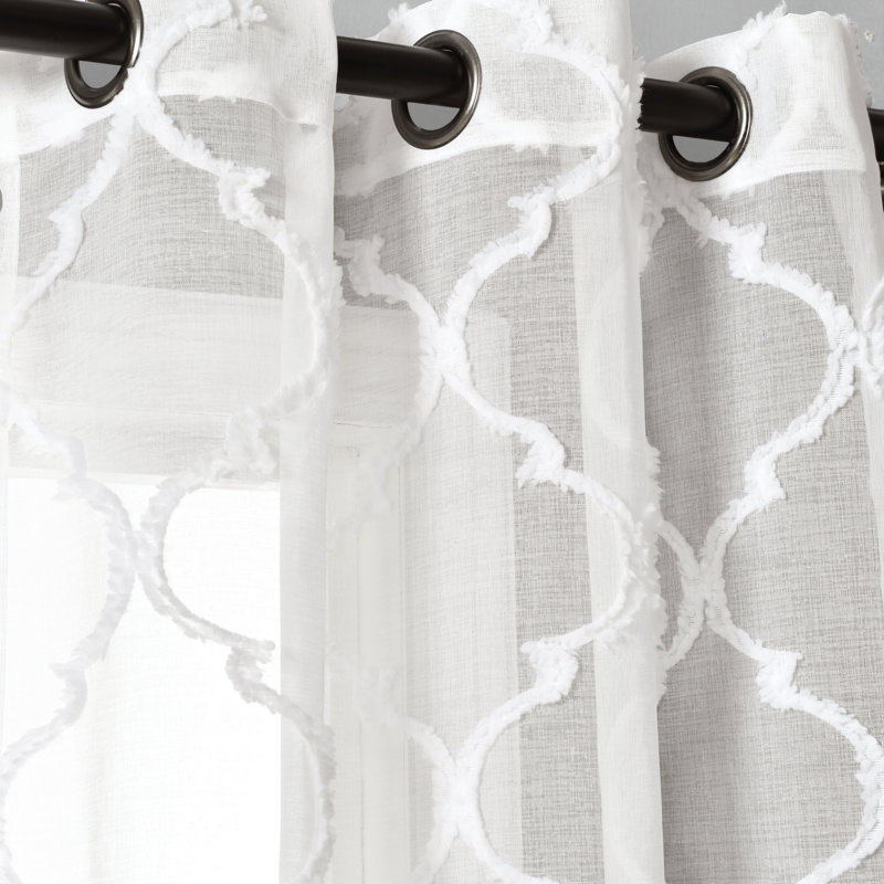 Paire de rideaux transparents Avon Trellis, Blanc, L 38 po x H 84 po