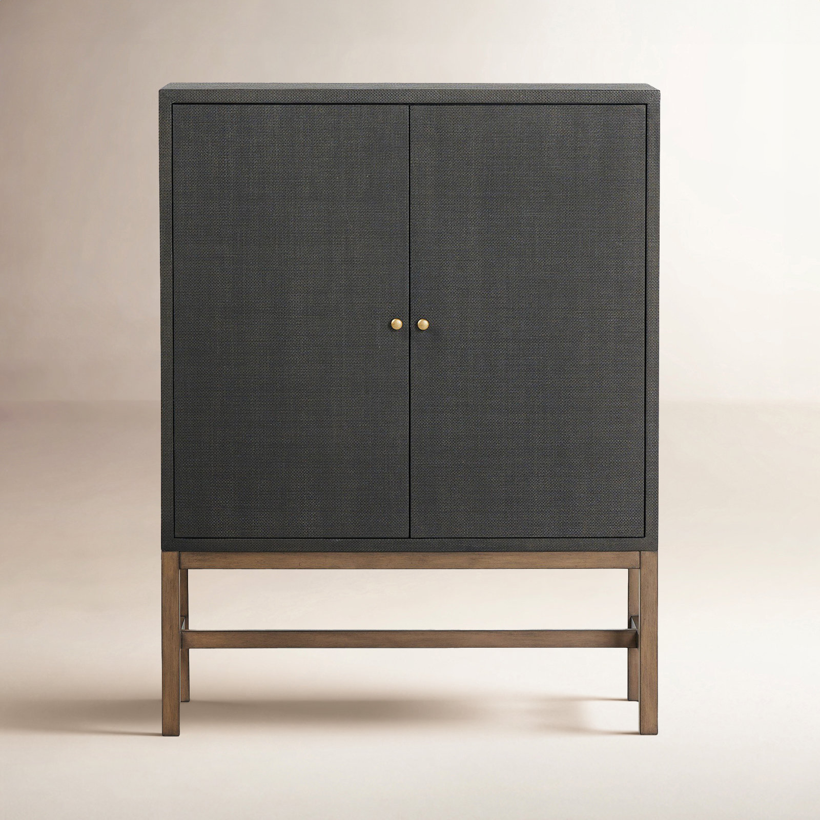 Hakana Raffia Bar Cabinet, Black Raffia