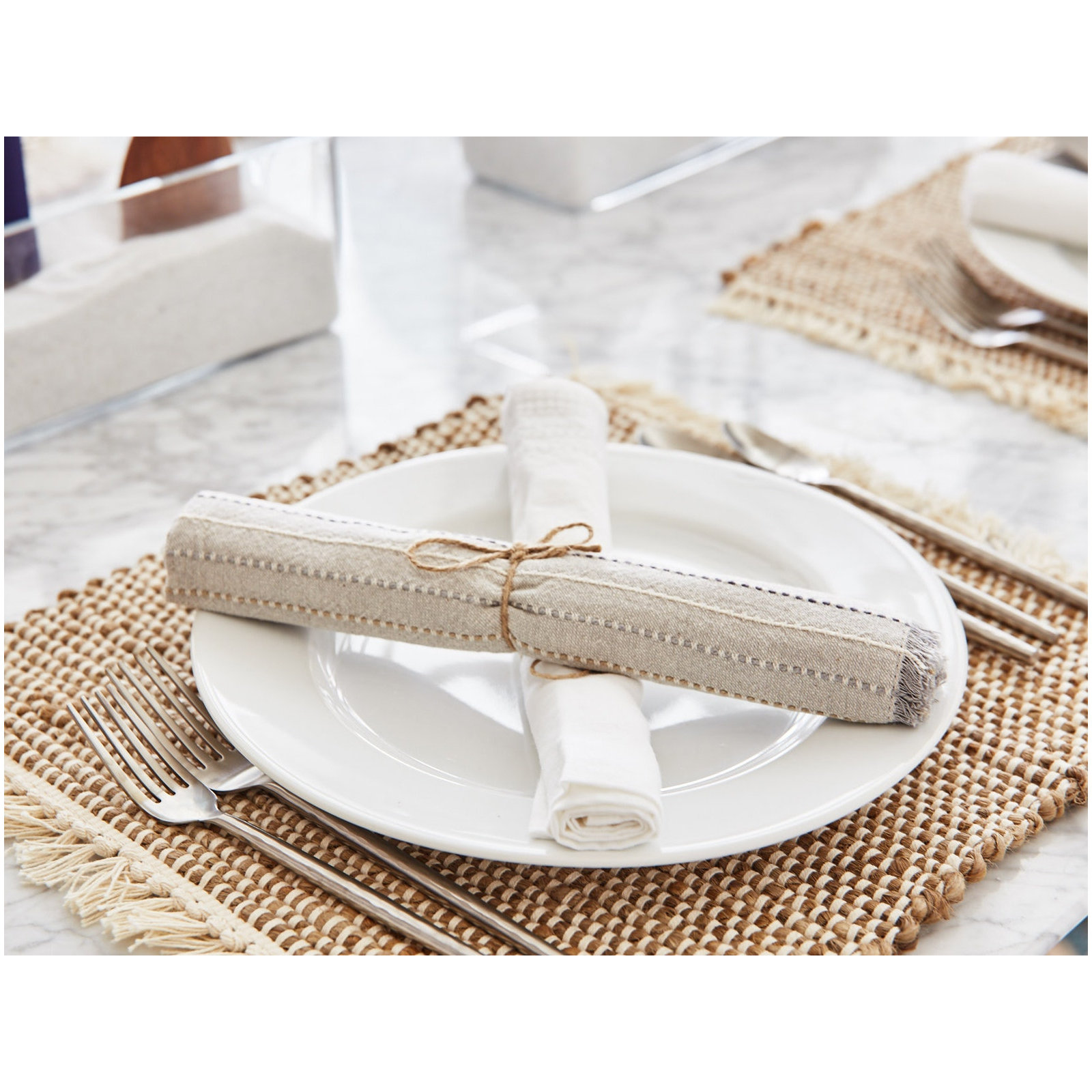 Fringe Stripe Organic Napkin Neutrals, Neutrals
