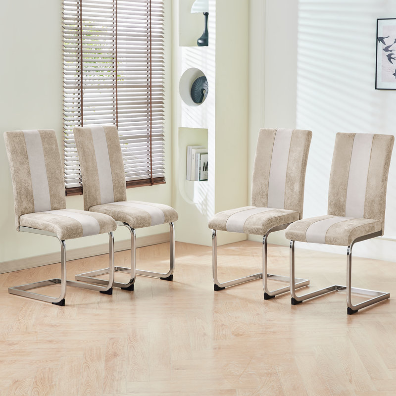 Shee Upholstered Armless Dining Chair, Beige