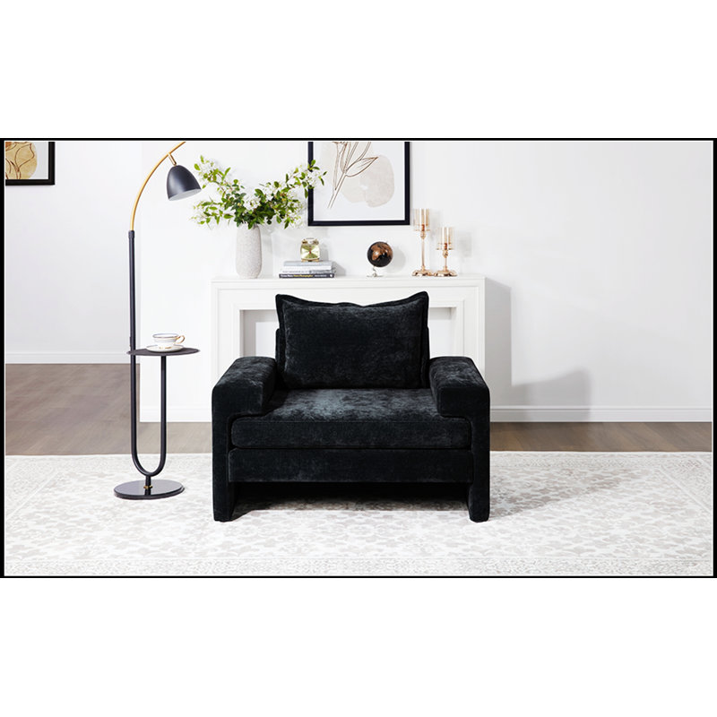 Fauteuil d'appoint en chenille de 40,9 po avec accoudoirs larges, coussin épais, dossier ergonomique pour le salon, la chambre à coucher ou le bureau