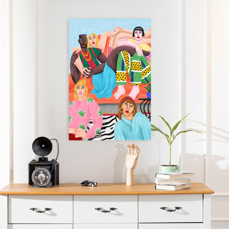 Art mural abstrait contemporain La Coloc, H 24 po x l 16 po
