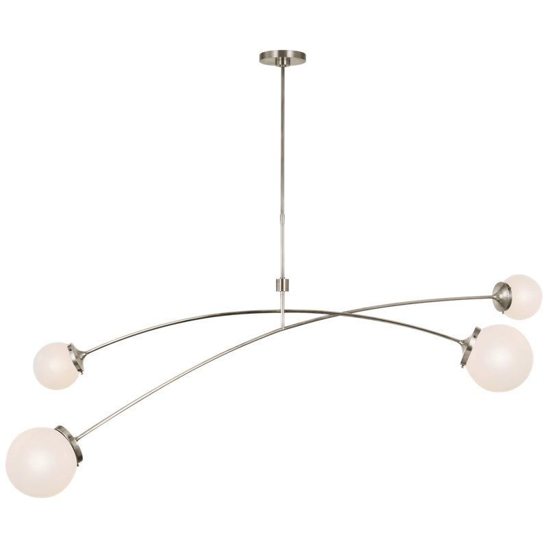 Prescott 4 - Light Chandelier, White, Polished Nickel