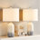 Lampes de table 23 "en céramique bleue et blanche moderne avec éclairage à 3 intensités