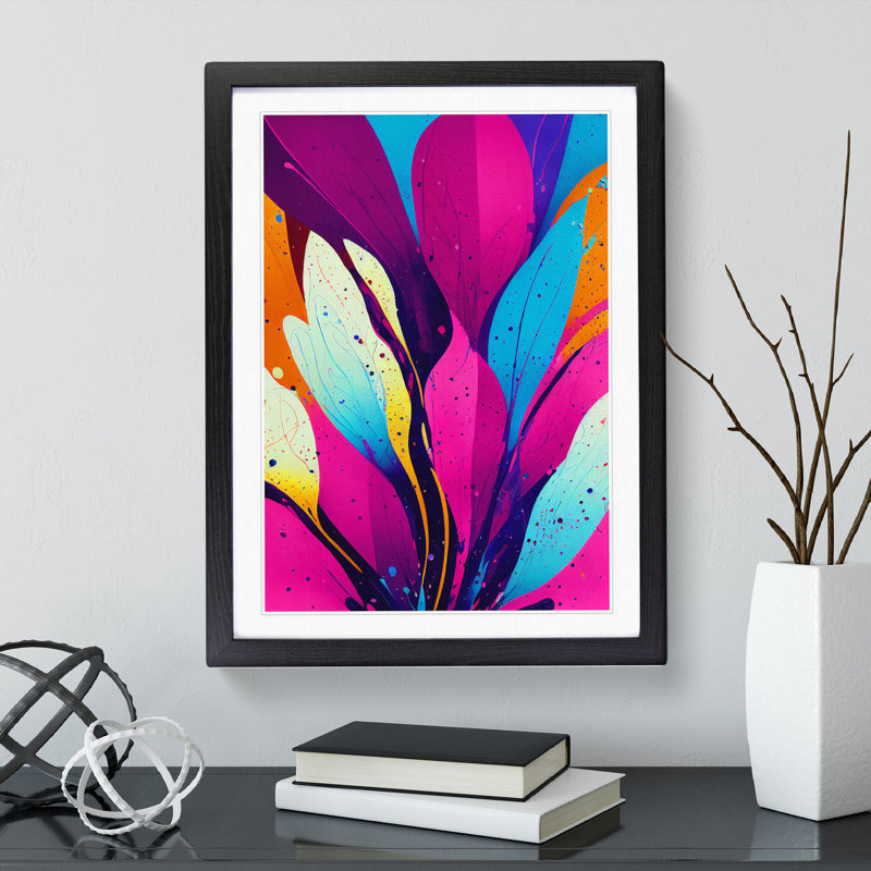Splattered Flower No.1 Abstract - Framed Print, Black Framed, 64cm H x 46cm W x 2cm D