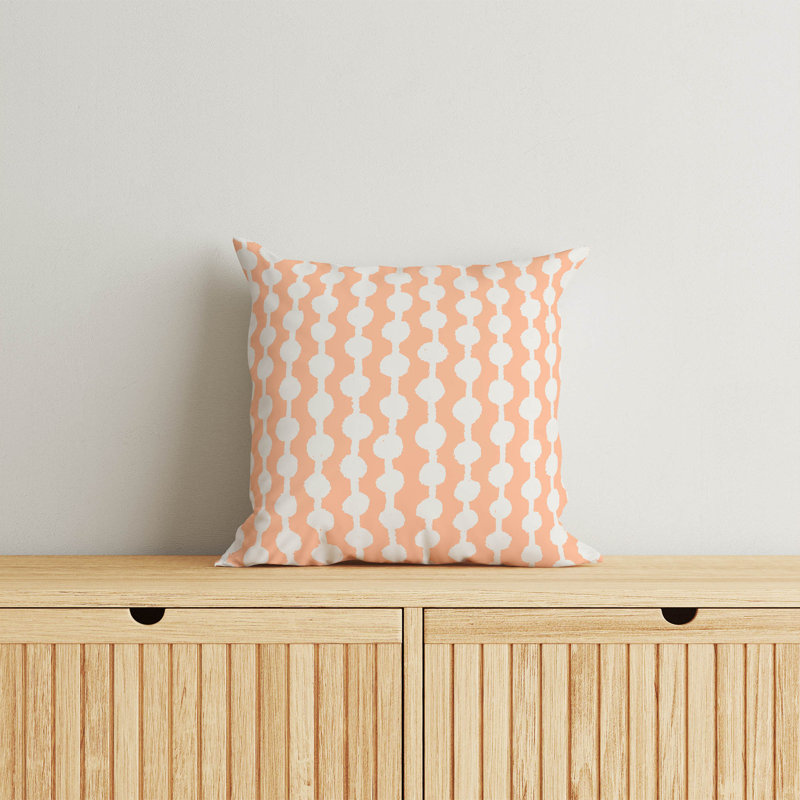 Dot Tied Throw Pillow, Peach/Orange Polka Dots, 26"H x 26"W