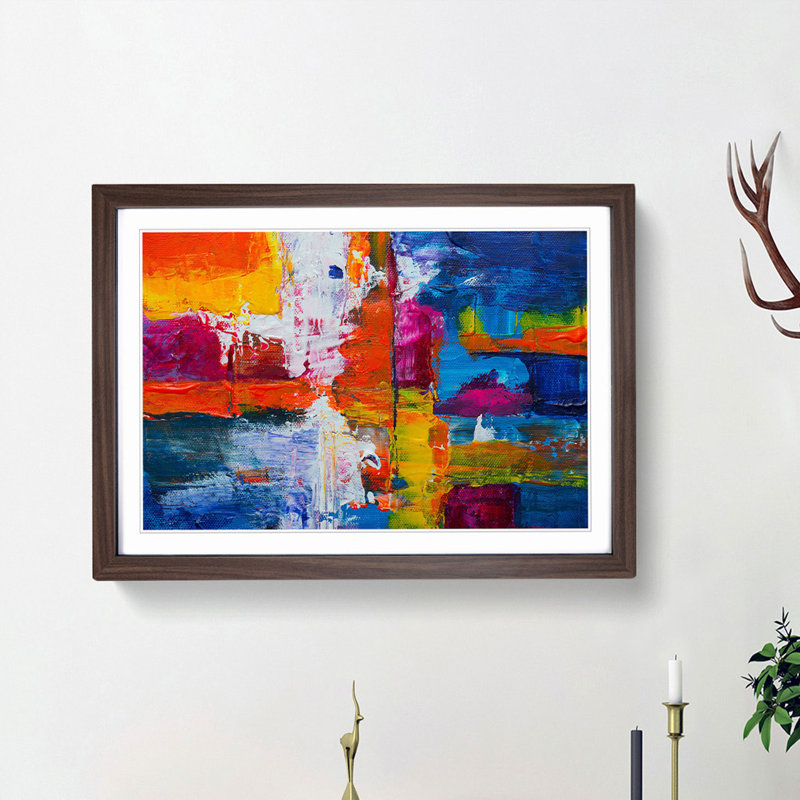 Abstract Art Painting Vol.443 by S.Johnson - Picture Frame Painting Print, 62cm H x 87cm W x 2cm D, Walnut Framed