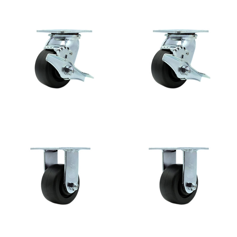 4 Piece Polyolefin Caster Set with Roller Bearings