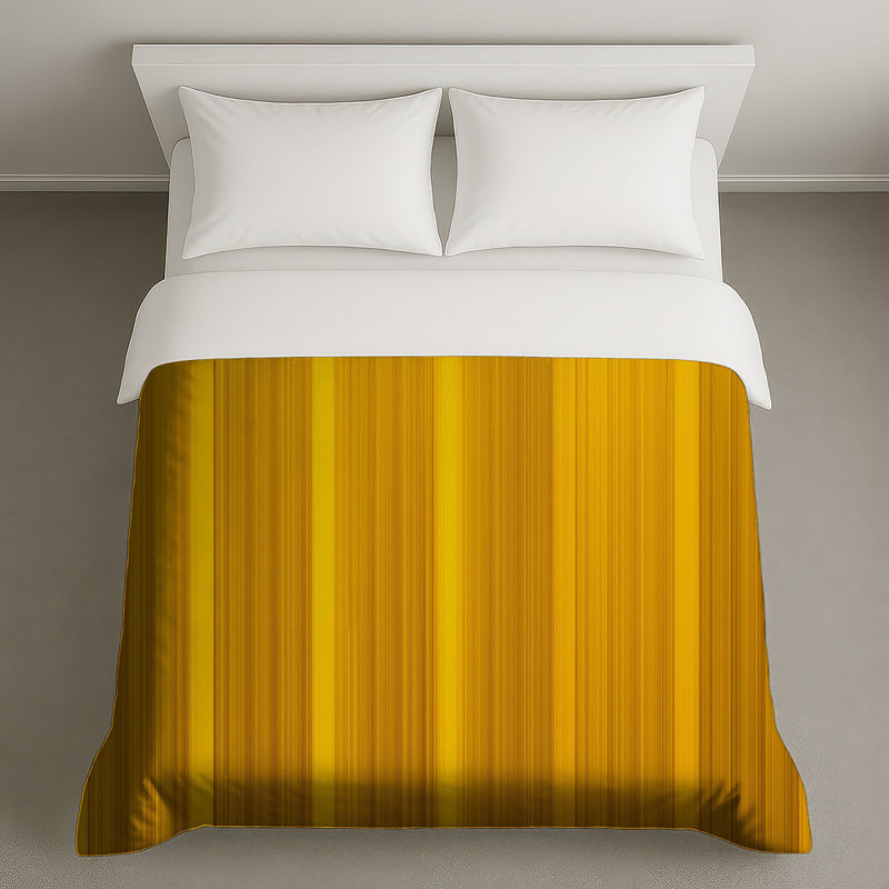 Housses de couette à rayures verticales jaunes, Lit simple
