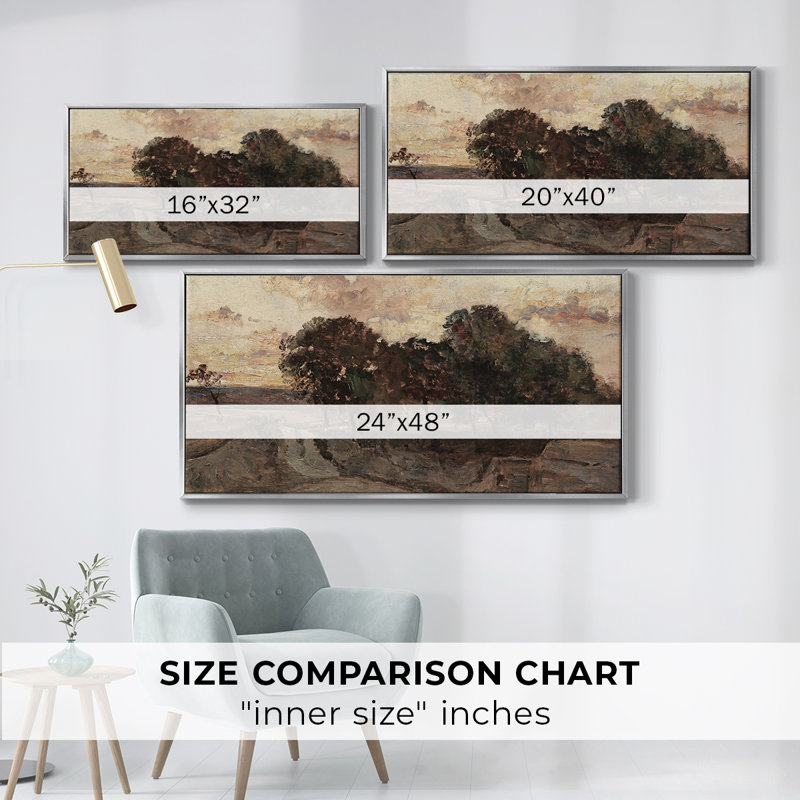 Paysage, série CCDVVI, tendue sur toile tendue avec châssis, prête à être accrochée, H 25 po x l 49 po, Argent argent