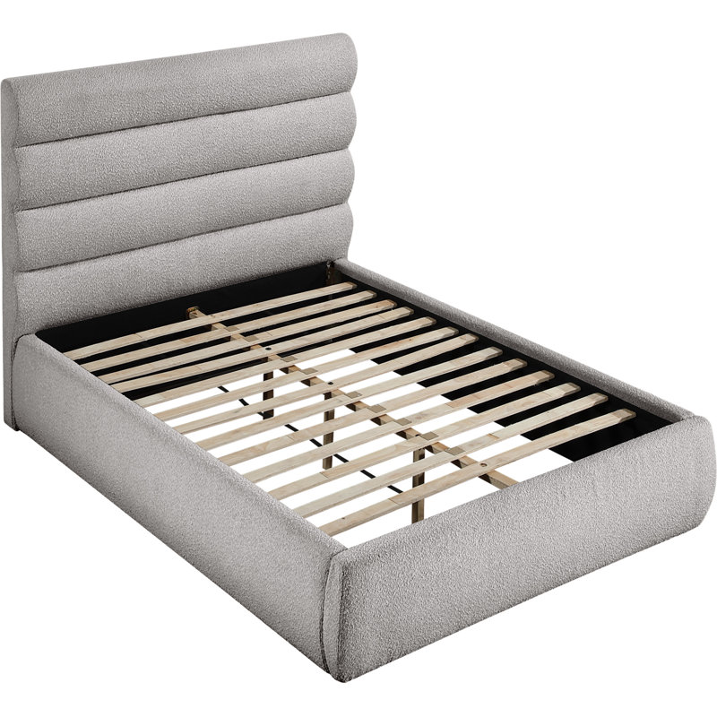 Lit en tissu Adam Boucle, Double, Tissu frisé taupe