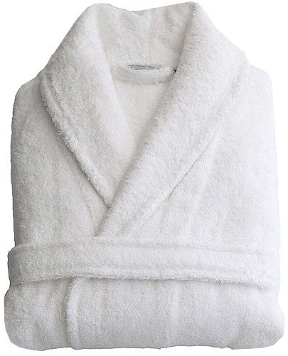 Gender Neutral Mid-Calf Bathrobe with Pockets, White