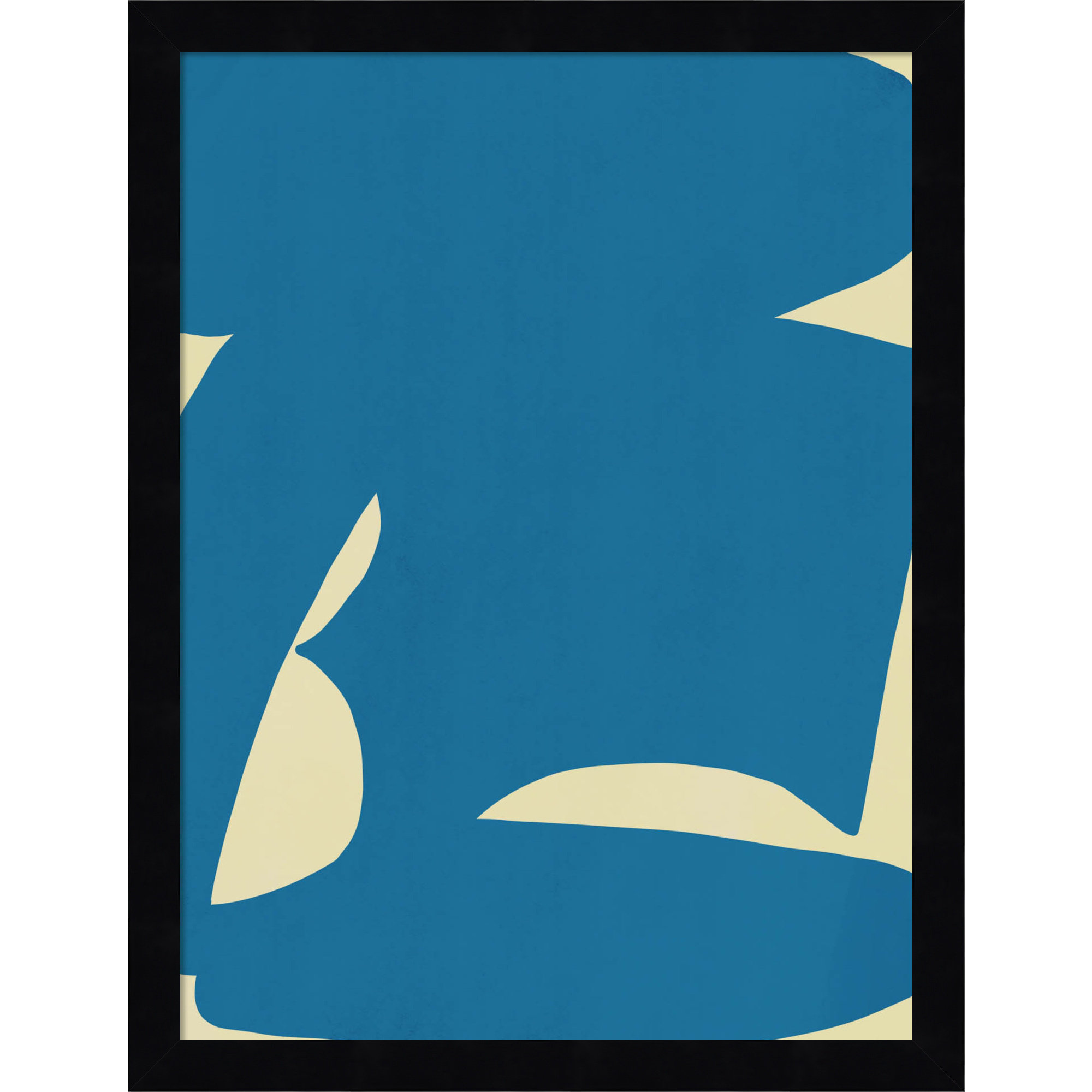 B Cut Out In Blue by Little Dean Wood Framed Wall Art Print, 17" H x 13" W, Black
