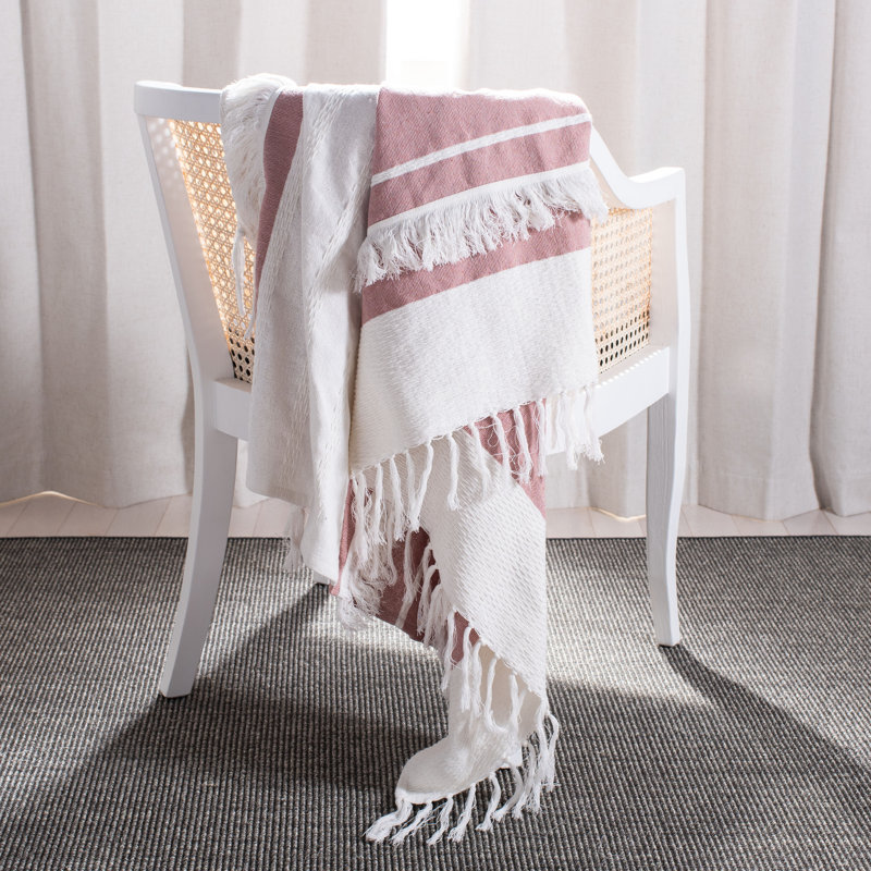 Nila Mauve and Beige Cotton Throw Blanket