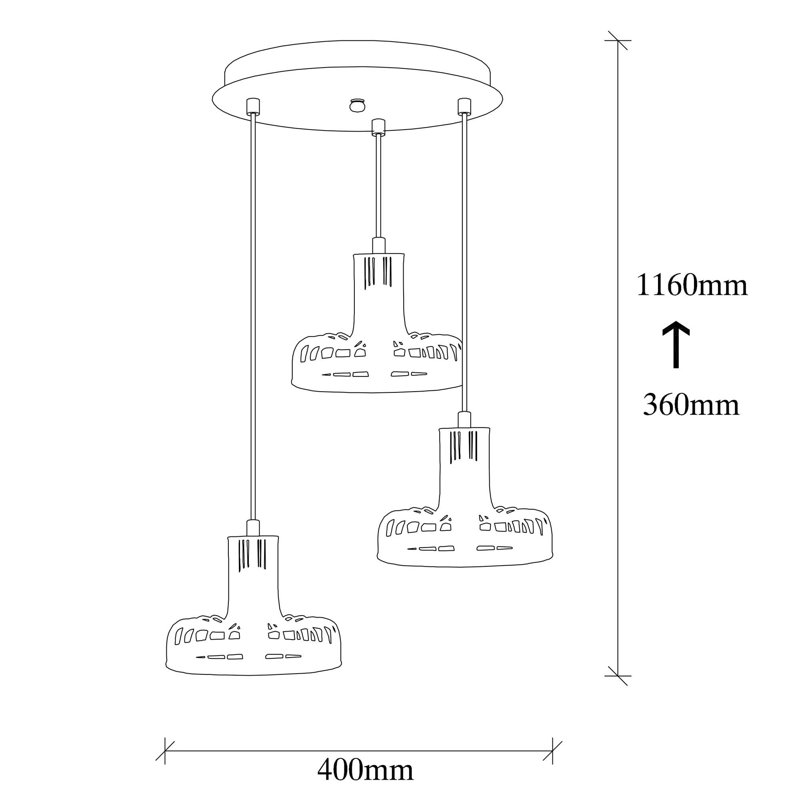 Luminaire suspendu géométrique à 3 lumières Eva, Blanc / Rouge