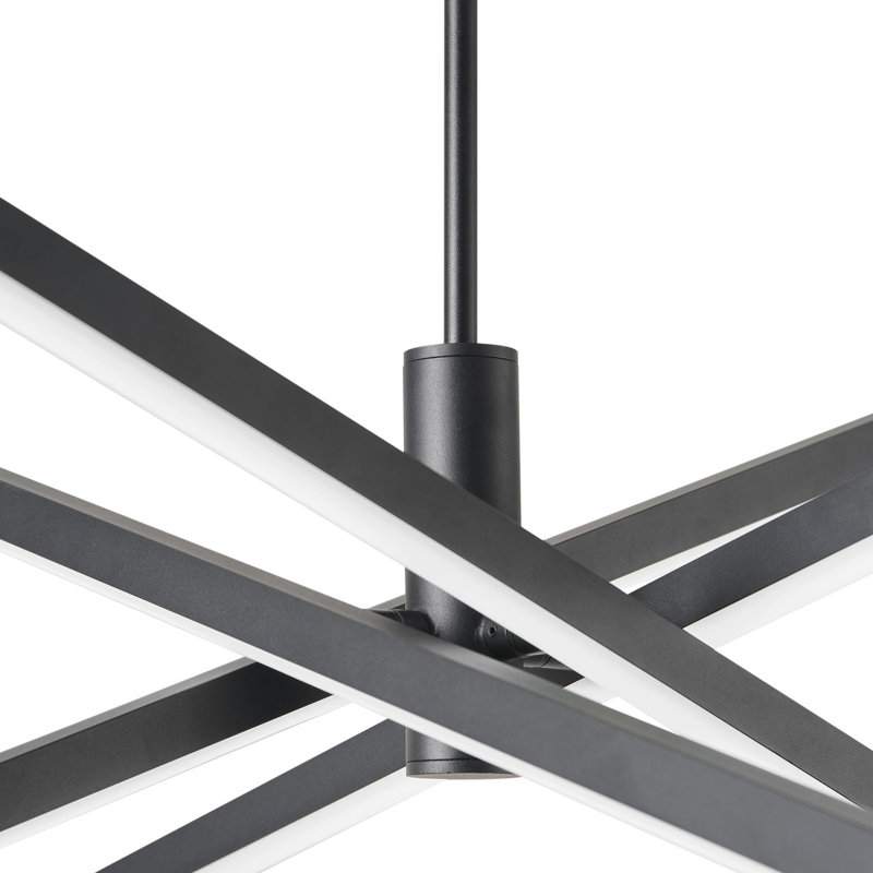 6000K Daylight 40W Dimmable LED Linear Pendant Light, Black Iron Aluminum Modern Chandelier with ETL Certified