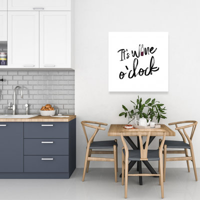White Minimalist Food Canvas - It's Wine O'clock II Decor
