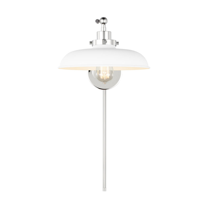 Wellfleet 1 - Light Armed Sconce, Matte White, Polished Nickel