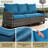 3-Seat All-Weather Outdoor Wicker Patio Sofa HDPE with Cushions for Gardens, Backyards, Porchlands,Peacock Blue