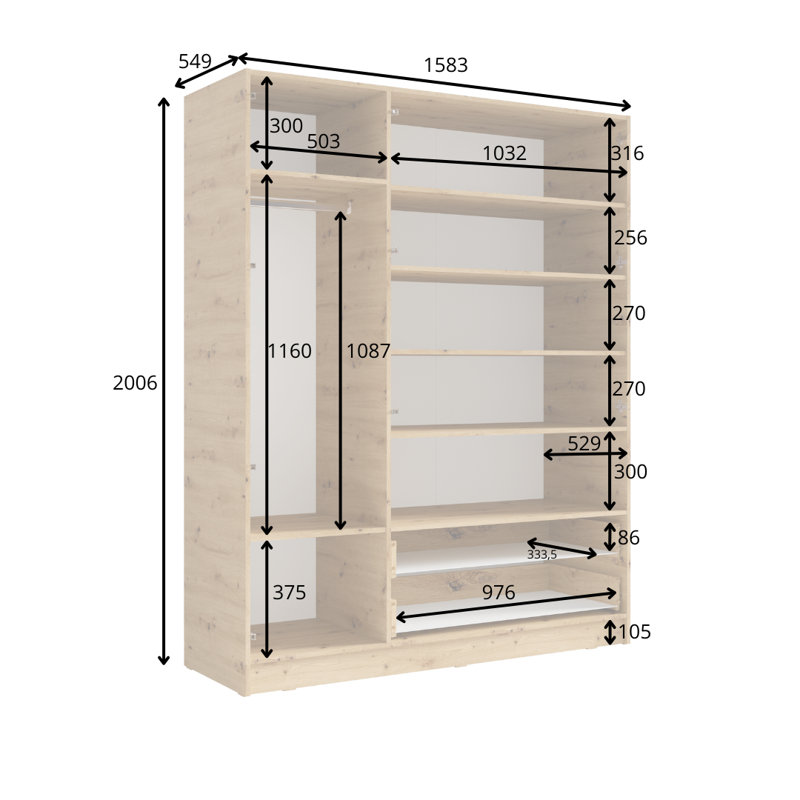 Taiba 3 Door Laminate Wardrobe