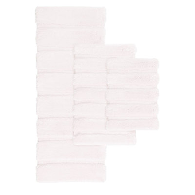 Tapis pour salle de bain 17 x 24 po, rosé, rayé, doux, envers antidérapant, rosé lavable à la machine à 100%, filé et teint, antidérapant
