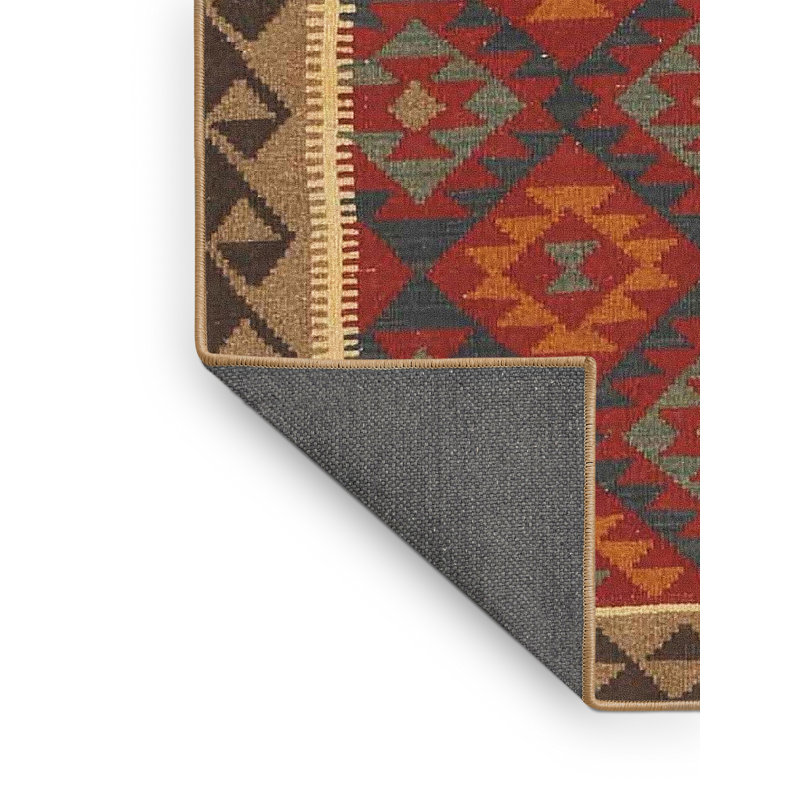 Tapis contemporain rouge / noir / brun, Rectangle 8 pi x 12 pi