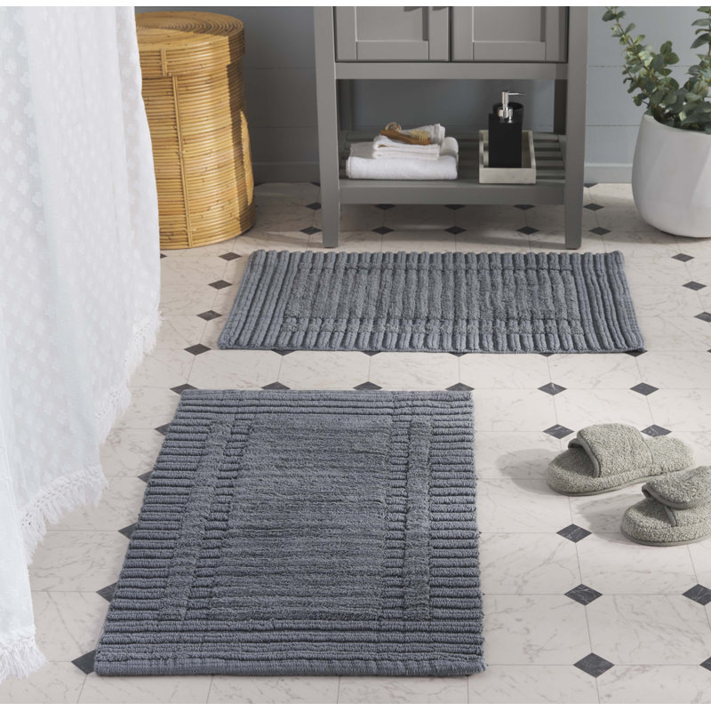 Tapis de bain en coton tissé à la main Greyson, Gris foncé