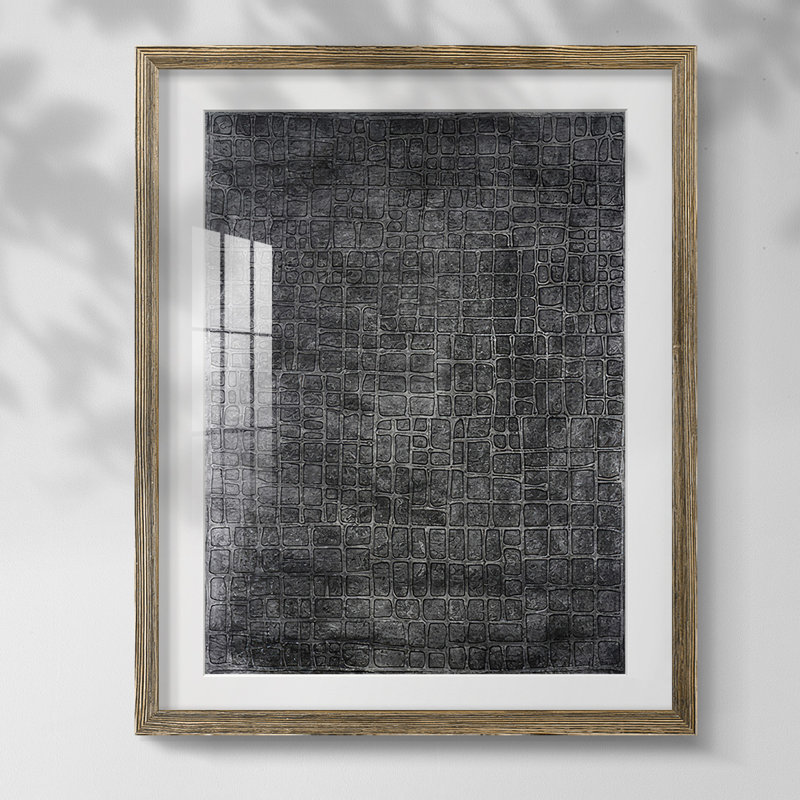 Lattice Lustre I - impression d'un cadre photo, Papier avec cadre noyer, Blanc, H 20 po x l 16 po
