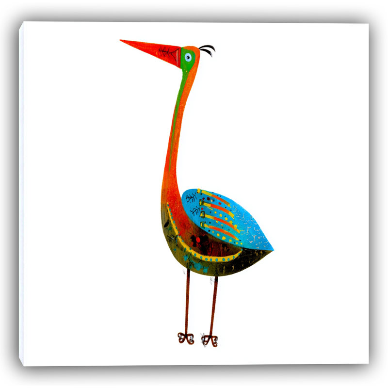 «Whimsical Wader», art mural sur toile tendue, 20 x 20, H 20 po x l 20 po
