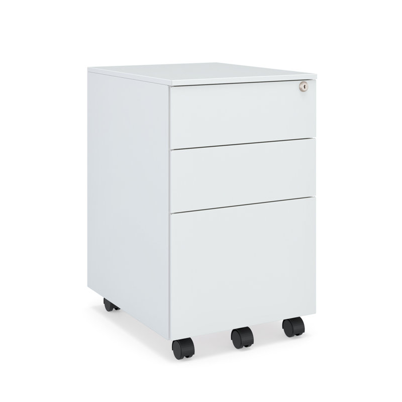 Ceha 3-Drawer Mobile File Cabinet with Lock, White