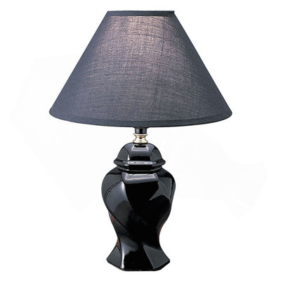 Lampe de table haute 13 po en céramique, en forme d'urne, abat-jour en lin