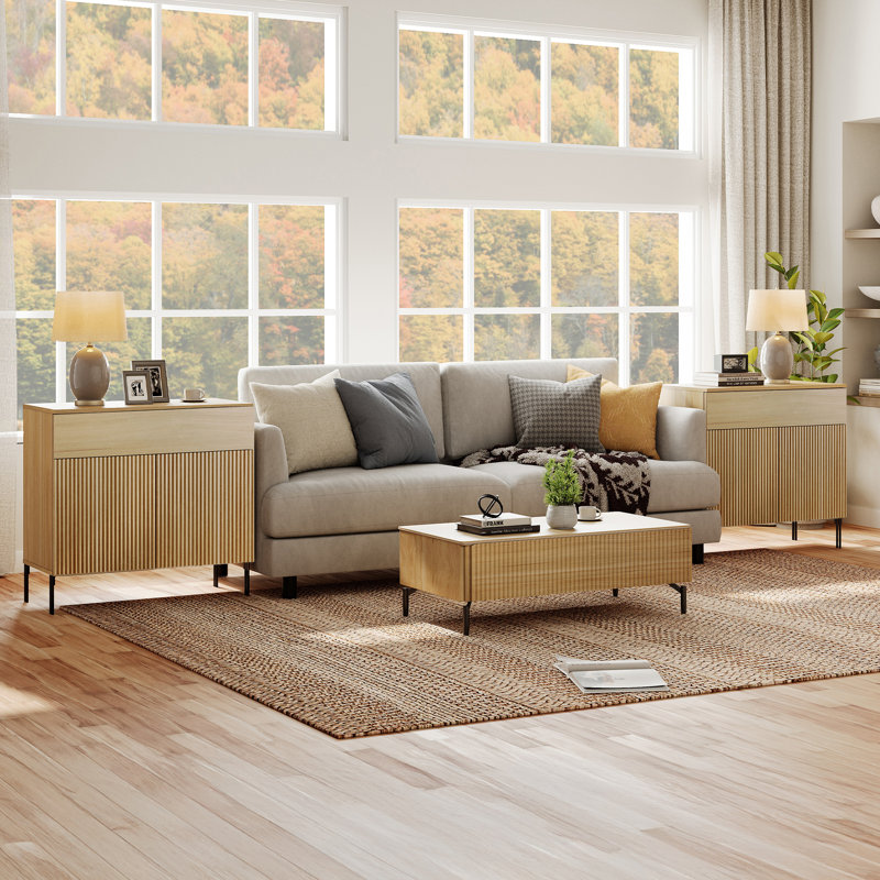 Ensemble de 2 tables de bout avec rangement Union Rustic 31,5 po, Chêne