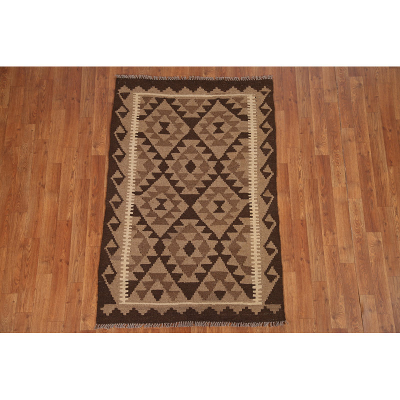 Brown Wool Kilim Oriental Area Rug 3x5