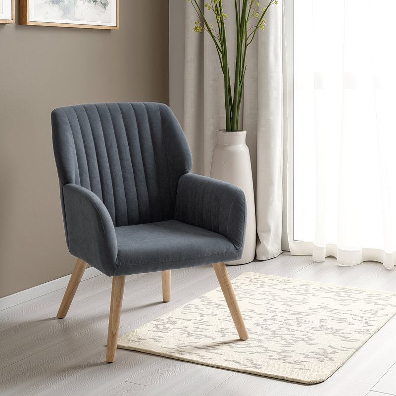 Velvet Side Chair, Dark Grey