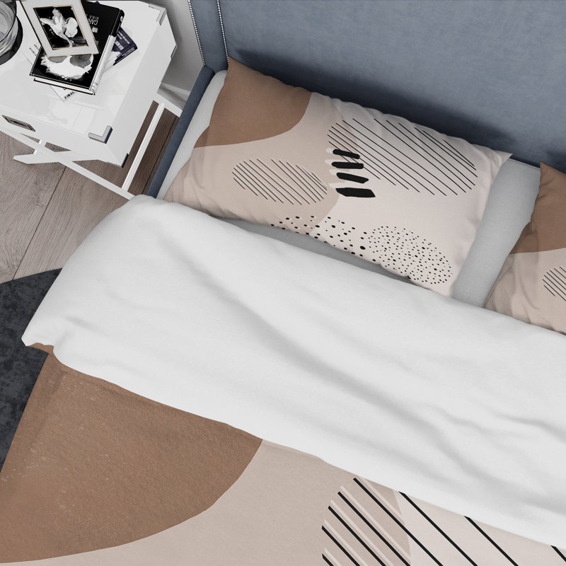 Formes géométriques abstraites dans des tons de terre II - ensemble de housse de couette moderne - microfibre de polyester