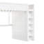Grand lit mezzanine en bois avec garde-robe et bureau, tête de lit avec rangement et port USB, blanc-1138889723