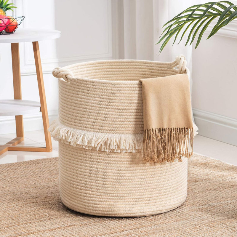 Grand panier de rangement en corde tissée 15,7 po x 16,9 po